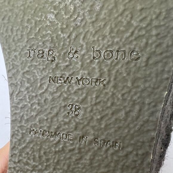 Rag & Bone Viv Espadrille Safari Khaki Micro Croco Leather Mule Sandals Sz 8/38 - Picture 9 of 11